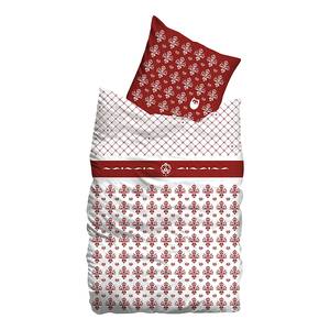 Biancheria da letto in lino Flourish Bianco / Rosso - 155 x 220 cm + cuscino 80 x 80 cm