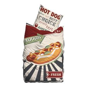 Linon-Bettwäsche Hot Dog 135 x 200 cm + Kissen 80 x 80 cm - 155 x 220 cm + Kissen 80 x 80 cm