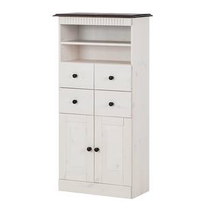 Armoire colonne Senna Pin massif - Blanc / Havane