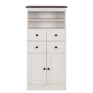 Armoire colonne Senna Pin massif - Blanc / Havane