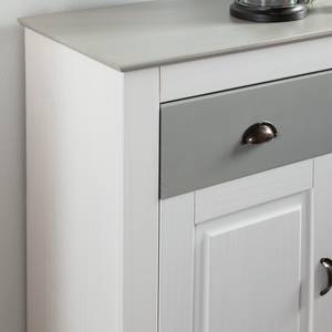 Dressoir Neely massief grenenhout - Wit/grijs