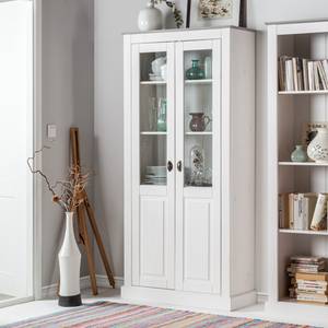 Meuble vitrine Neely Pin massif - Blanc / Gris