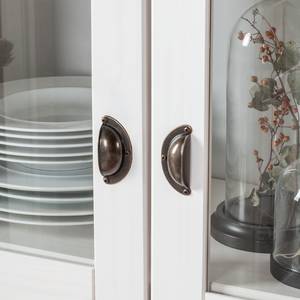 Meuble vitrine Neely Pin massif - Blanc / Gris