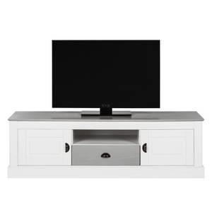 Tv-meubel Neely massief grenenhout - Wit/grijs