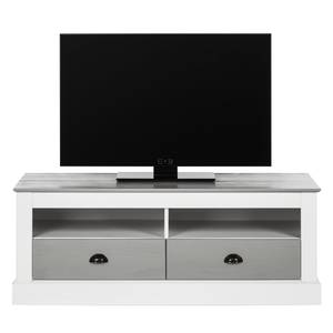 Tv-meubel Neely I massief grenenhout - Wit/grijs