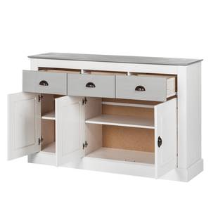 Sideboard Neely Kiefer massiv - Weiß / Grau