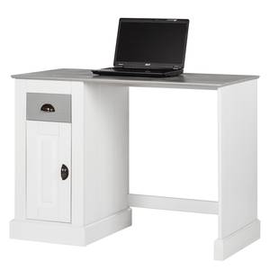 Schreibtisch Neely Kiefer massiv - Weiß / Grau