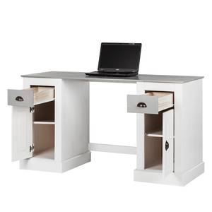 Schreibtisch Neely I Kiefer massiv - Weiß / Grau
