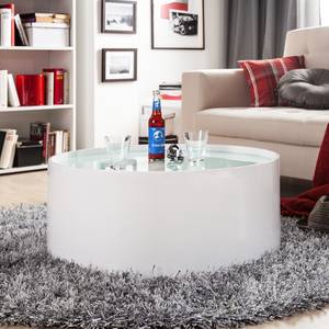 Tavolino da salotto Lounge Bianco lucido e piano di vetro satinato