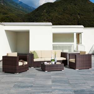 Lounge Set Paradise Lounge (4-teilig) Polyrattan/Stoff - Braun/Beige