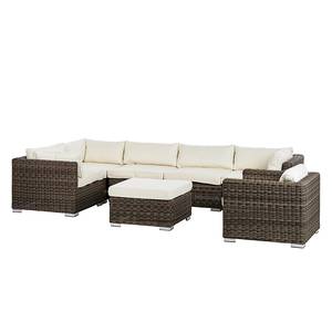 Set Lounge Royal Comfort (7 pezzi) Polyrattan/Tessuto marrone/Beige