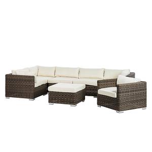 Lounge-Set Royal Comfort (7-teilig) Polyrattan/Textil - Braun/Beige