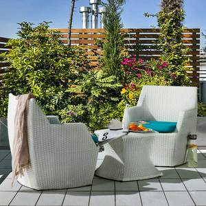 Lounge-Set White Cloud (3-teilig) Polyrattan/Stoff Weiß/Türkis