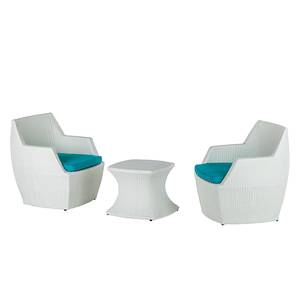 Loungeset White Cloud (3-delig) polyrotan/stof - wit - turquoise