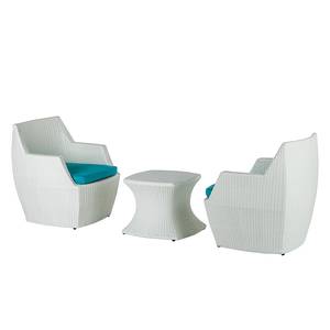 Lounge-Set White Cloud (3-teilig) Polyrattan/Stoff - Weiß/Türkis