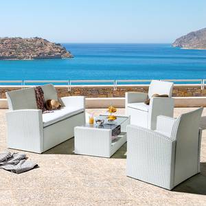 Lounge Gruppe White Cloud (4 pezzi) Polyrattan/Tessuto bianco