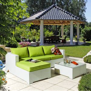 Lounge Sitzgruppe White Comfort Polyrattan/Textil Weiß/Kiwi