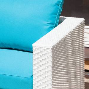 Tuinmeubelset Paradise Lounge (3-delige set) - polyrotan / textiel - wit / turquoise