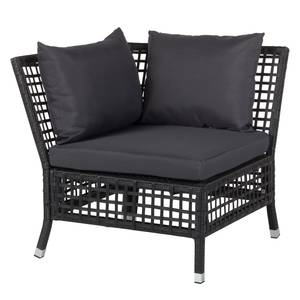 Set lounge angolare da giardino Nuoro 3 pezzi - Rattan/Metallo - Color antracite