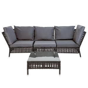 Loungegruppe Kylo II (4-teilig) Webstoff / Polyrattan - Grau / Anthrazit