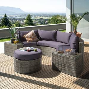 Loungegroep Paradise Lounge III polyrotan/geweven stof - taupe/purper