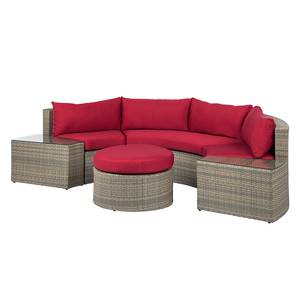 Loungegruppe Paradise Lounge II 6-teilig - Braun / Rot