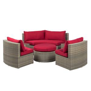 Loungegruppe Paradise Lounge II 6-teilig - Braun / Rot