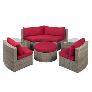 Loungegruppe Paradise Lounge II 6-teilig - Braun / Rot