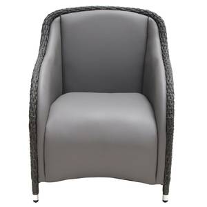 Fauteuil lounge Lesura III Cuir véritable / Polyrotin - Gris / Marron