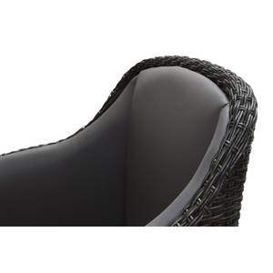 Loungefauteuil Lesura III echt leer/polyrotan - grijs/bruin