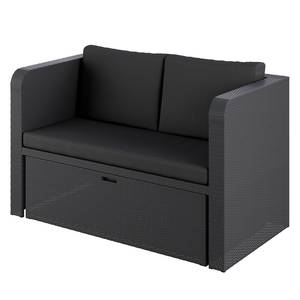 Loungeset Grap (4-teilig) Webstoff / Polyrattan - Anthrazit / Grau