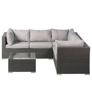 Gruppo lounge Paradise Lounge I, 4 pezzi Tessuto intrecciato/Polyrattan - Grigio chiaro/Grigio