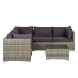 Loungeset Paradise Lounge III (6-delig) polyrotan/geweven stof - Bruin/taupe