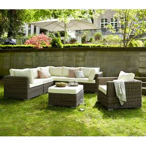 Ensemble Lounge Royal Comfort Garden 7 éléments - Tissu / Polyrotin - Beige / Marron