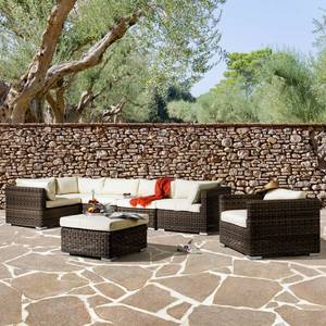 Loungeset Royal Comfort Garden (7-delig) geweven stof/polyrotan - beige/bruin