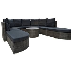 Loungesitzgruppe Rondo (4-teilig) Polyrattan / Webstoff - Anthrazit / Braun