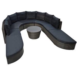 Loungesitzgruppe Rondo (4-teilig) Polyrattan / Webstoff - Anthrazit / Braun