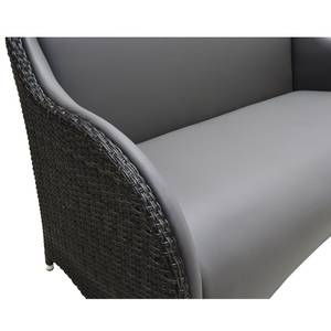 Loungesofa Lesura Echtleder / Polyrattan - Grau / Braun