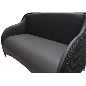 Divano lounge Lesura Vera pelle/Polyrattan - Grigio/Marrone