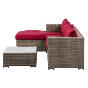 Loungesofa Paradise Lounge II Polyrattan Anthrazit/Rot