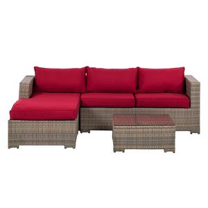 Loungebank Paradise Lounge antracietkleurig polyrotan/rood