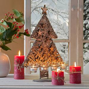 Tannenbaum Lucas mit Windlichtern Braun - Holzwerkstoff - Höhe: 49 cm