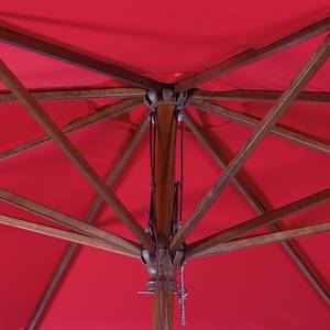 Sonnenschirm Teaklook Akazie massiv / Webstoff - Rot