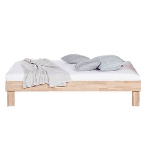 Lit en bois massif AresWOOD Chêne blanc huilé - 160 x 200cm - Sans tête de lit