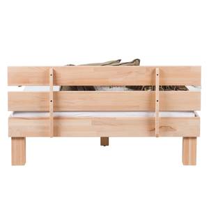 Lit en bois massif AresWOOD Duramen de hêtre blanc huilé - 140 x 200cm - Avec tête de lit