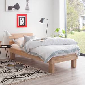 Massief houten bed AresWOOD Wit geolied eikenhout - 90 x 190cm - Met hoofdeinde