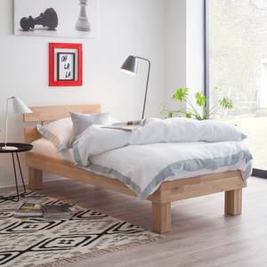 Massief houten bed AresWOOD Wit geolied eikenhout - 90 x 200cm - Met hoofdeinde