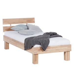 Massief houten bed AresWOOD Wit geolied eikenhout - 90 x 200cm - Met hoofdeinde