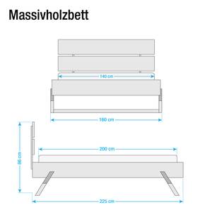 Lit Breuberg Chêne sauvage massif - 140 x 200cm