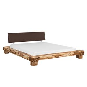 Massief houten bed Cali III massief acaciahout/kunstleer - acaciahout/bruin - 160 x 200cm